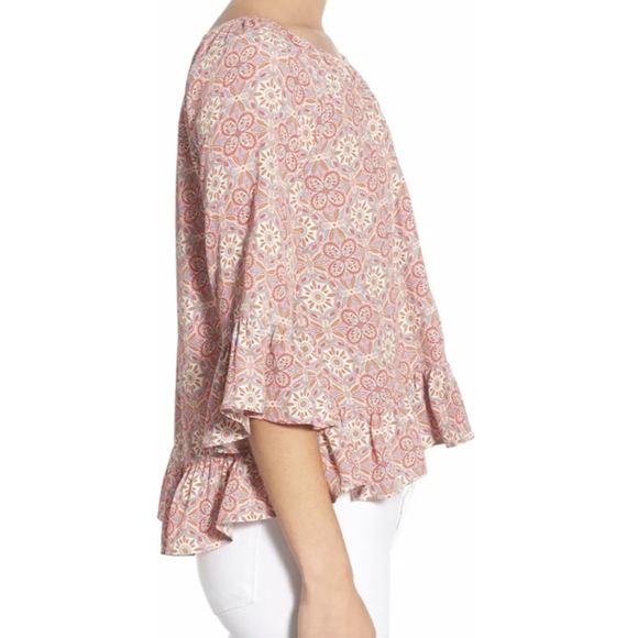 NEW SANCTUARY Julia Print Crop Peasant Top Large - Picture 7 of 10